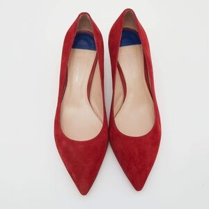Stuart Weitzman Red Suede Anny Pointed Toe Pumps Size 7.5